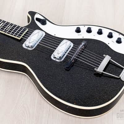 1960 Silvertone Stratotone Jupiter 1423 Vintage Guitar by Harmony USA w/ DeArmond Gold Foils, Case image 12