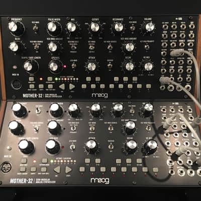 Moog Mother-32 (2x) w/ 3-Tier Stand & 19 Patch Cables image 1