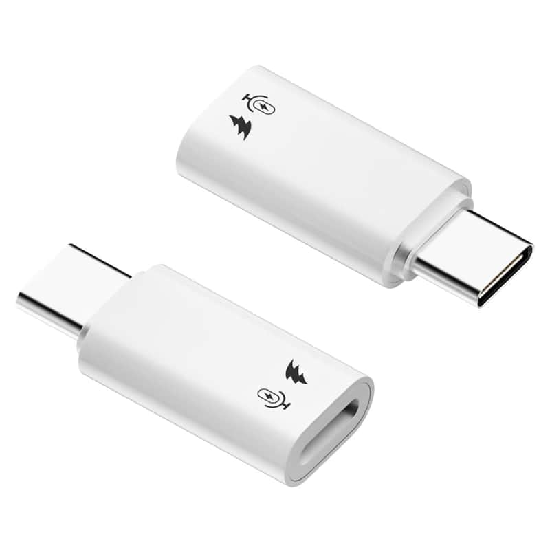 Usb C To Lightning Microphone Adapter (2 Pack), Usb C Male To Lightning Female Converter For Wireless Lavalier Microphone - White, Aluminum Alloy - Not For Headphone Or Data image 1