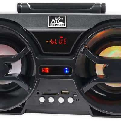 NYC Acoustics NPB3 Dual 4" 30w Bluetooth Boombox Speaker w/USB, SD, LED+Remote image 5