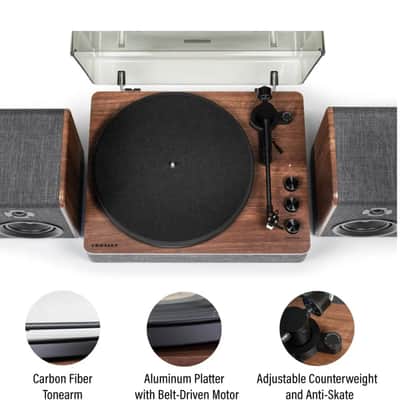 Crosley Nocturne 2-Speed Record Player With Speakers - Charcoal-NEW image 13