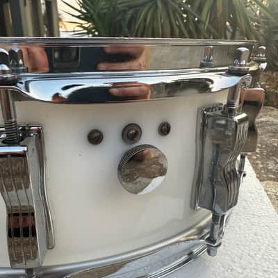 RARE Ludwig 10 LUG Vistalite Snare Drum White Opaque Acrylic 5x14 image 13