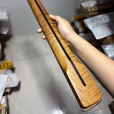 black blocks Inlay binding 22fret Roasted Flame Maple satin Electric guitar neck image 6