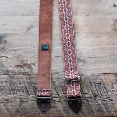 Vintage Red 60s/70s Hippie Guitar Strap / Real Suede Backing / Handmade in the UK image 3