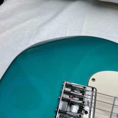 Fender PARTS Stratocaster - 1999 American Deluxe neck on 1983 Dan Smith-era Standard Strat body with Case - Transparent Teal image 3