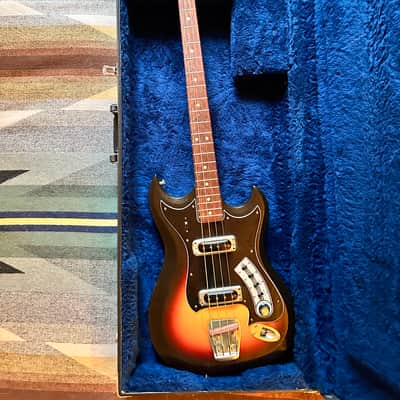 1965 Hagstrom II B Bass Guitar w/ Hardshell Case – Vintage Swedish Short Scale – Sunburst image 14