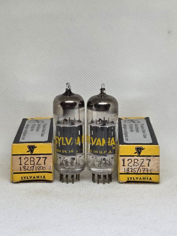Sylvania 12BZ7 Black Plate Well Matched (2.7%) Pair NOS (12AX7 Substitute) image 1