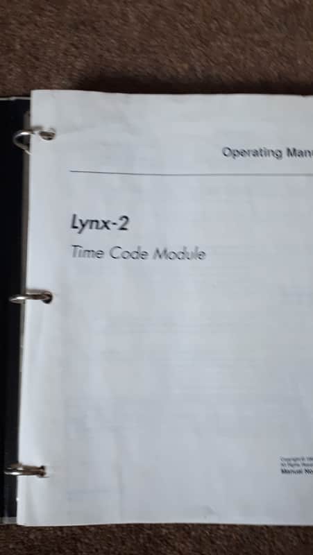 Lynx Operating Manual for Lynx-2 Time Code Module