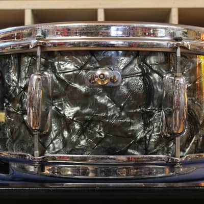 1960s Slingerland 5.5x14 Super Gene Krupa Snare Drum in Black Diamond Pearl image 4