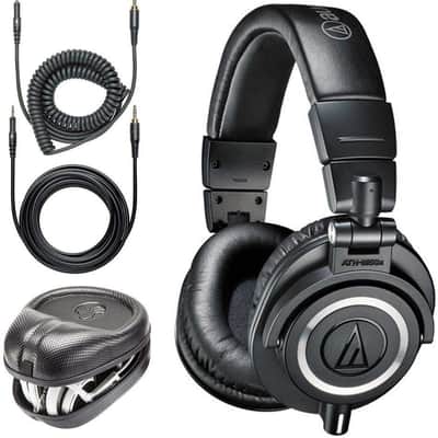 Audio-Technica ATH-M50x Professional Monitor Headphones + Slappa Full Sized HardBody PRO Headphone Case (SL-HP-07) image 1