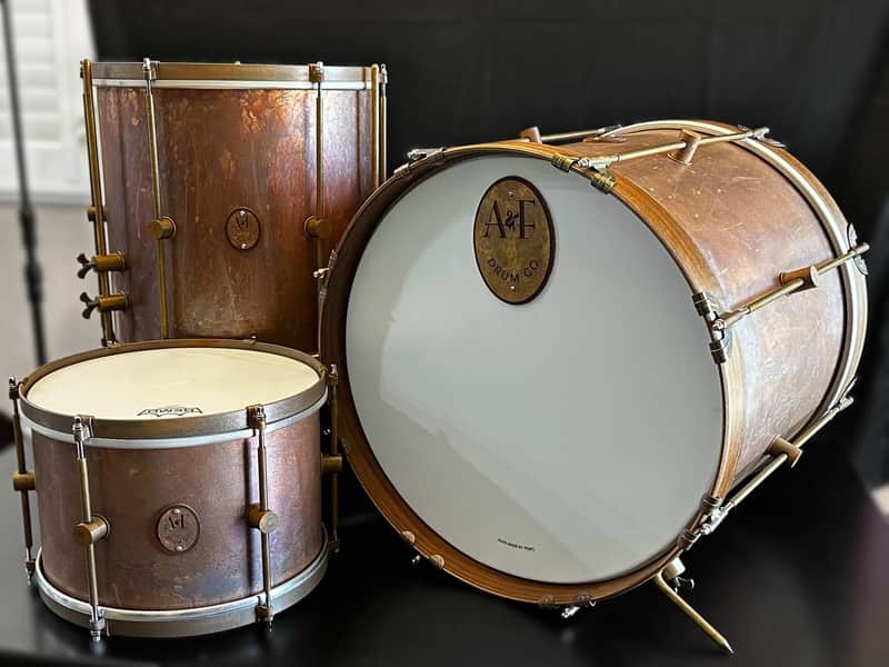 A&F Drum Co. Raw Copper Bop Drum Set (12/14/18) 2025 - Copper Patina image 1