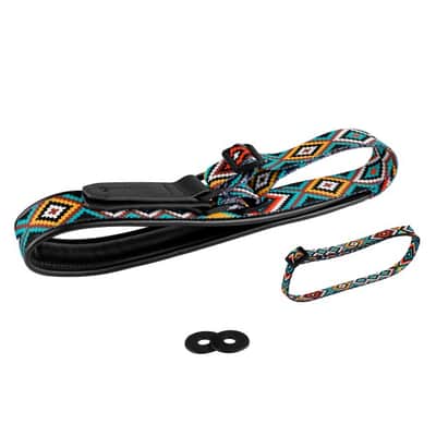Strap for Guitar Ukrainian Nylon + Leather Ethnic Colored image 2