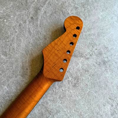 Strat Guitar Neck Roasted Lion Flame Rosewood fretboard – 22-Fret, Satin Finish, 12" Radius image 5