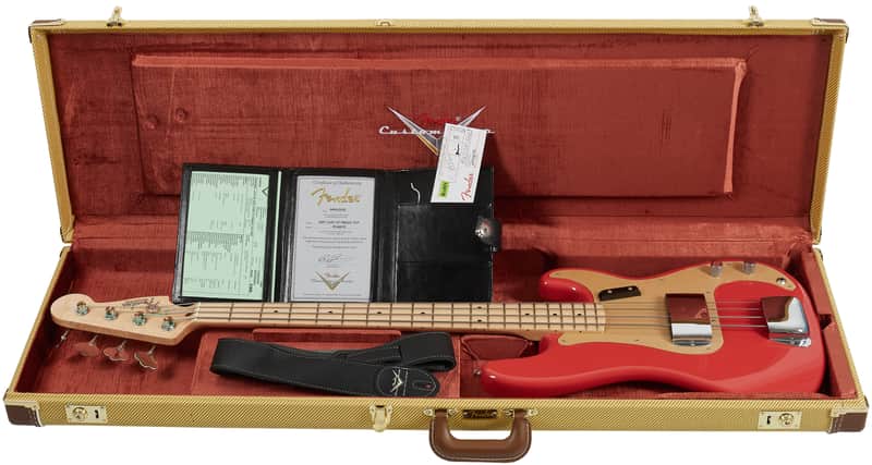 Fender Custom Shop Vintage Custom 57 Precision Bass Time Capsule Fiesta Red image 1