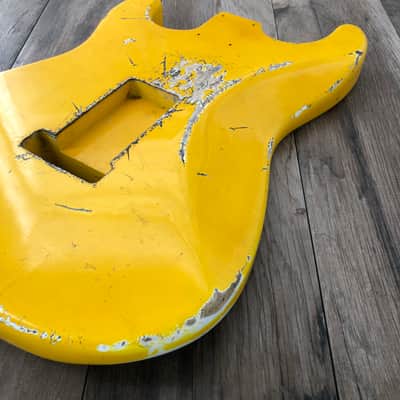 FRANCHIN Mercury guitar body Relic Aged Monaco Yellow 100% Nitro Lacquer Cracks HSS Basswood Stratocaster-Strat-S-Style Made in Italy - Stock piece #23230826 image 13