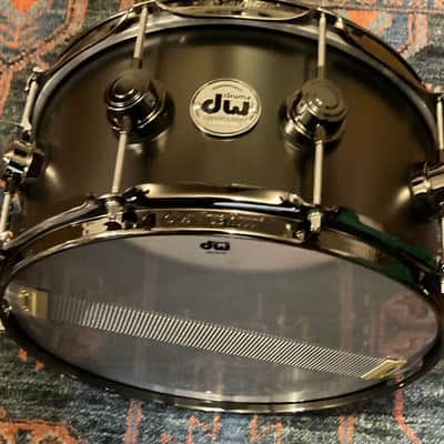 DW 6.5x14 Collector's Satin Black over Brass Snare Drum w/ Black Nickel HW image 5