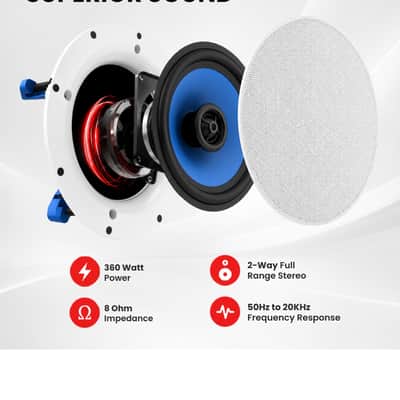 5 Core 6.5 Inch In-Ceiling In-Wall Speaker 360W 2-Way Pair Flush Mount House Home Theater Speakers image 11