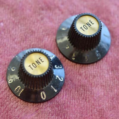 Vintage 1968 Gibson Witchhat Knobs Witch Hat Black Gold Inserts Les Paul Custom! image 1