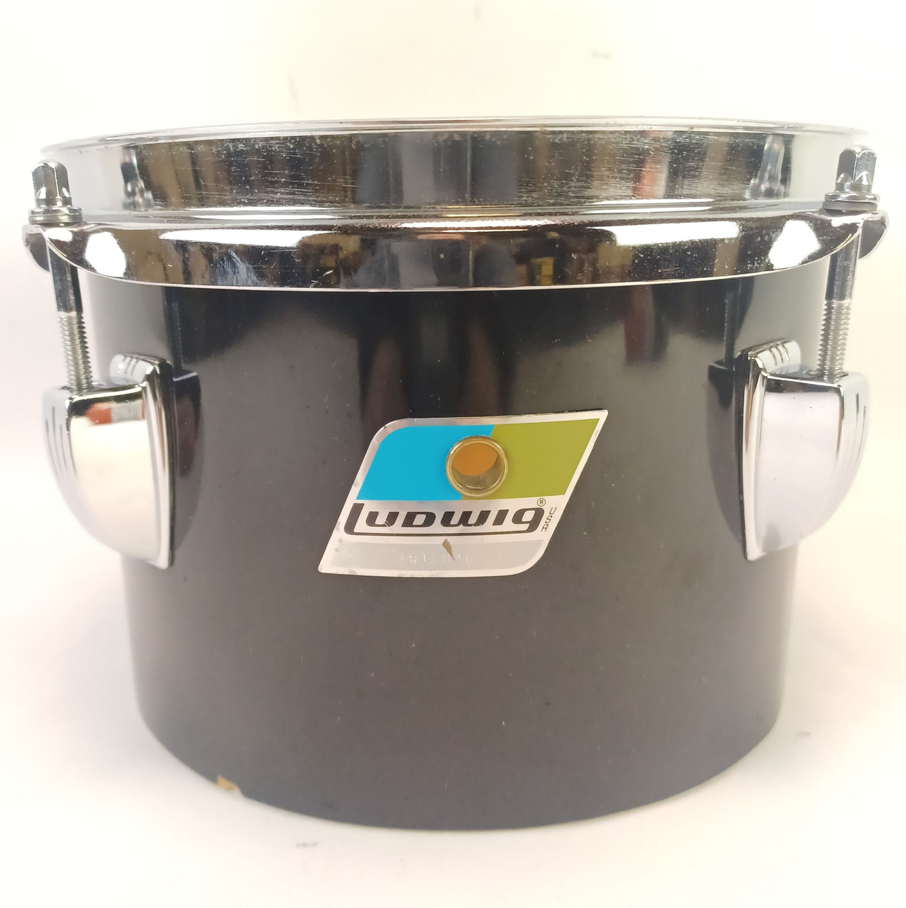 Ludwig 5.5x8" Black Cortex Tom/Bongo Drum 6Ply Maple Vintage 70s USA B/O#1812846 — main photograph