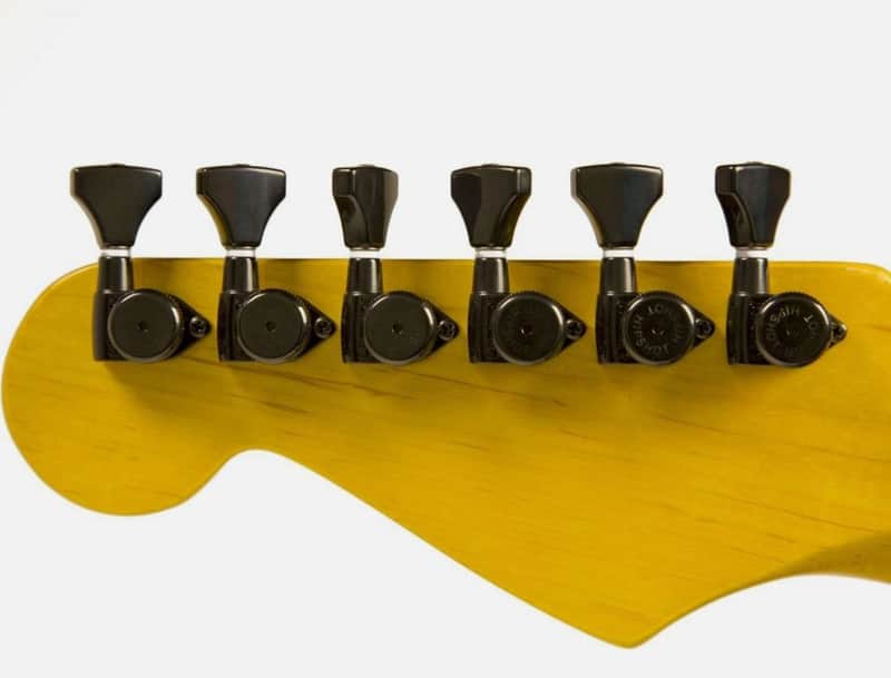 Hipshot BLACK 6-InLine Grip-Lock Open STAGGERED Locking Guitar Tuners + UMP image 1