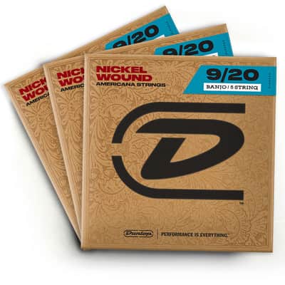 3 Pack | Dunlop DJN0920 5 String Nickel Wound Loop End Tenor Banjo Strings (9-20) image 2