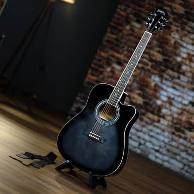 Washburn WA90CETBBPACK Learn & Play Pack Acoustic Electric Guitar Bundle. Transparent Black Burst, Open Box image 4