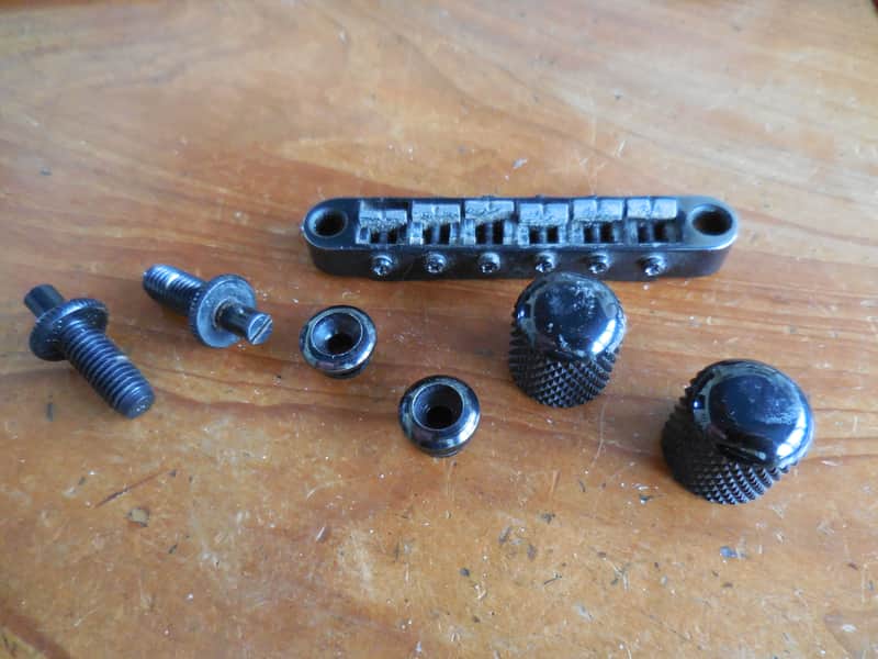 Unbranded Black Hardware Lot. Gibson-type Tun-a-Matic Bridge & Knobs, etc. image 1