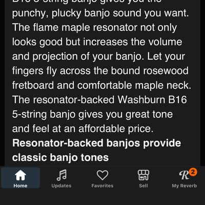 Washburn B16 5 string bluegrass banjo image 15