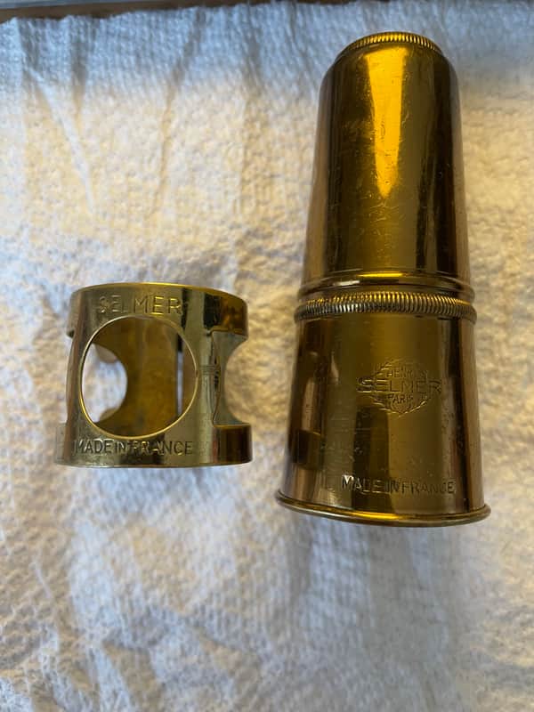 Vintage Selmer Paris Tenor Saxophone Ligature and Cap Set for Hard Rubber Mouthpieces image 1