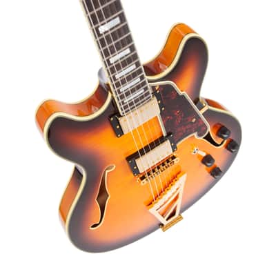 2016 D'Angelico Excel DC Semi-Hollow Electric Guitar w/Stairstep Tailpiece, Vintage Sunburst, S16006YYYY image 12