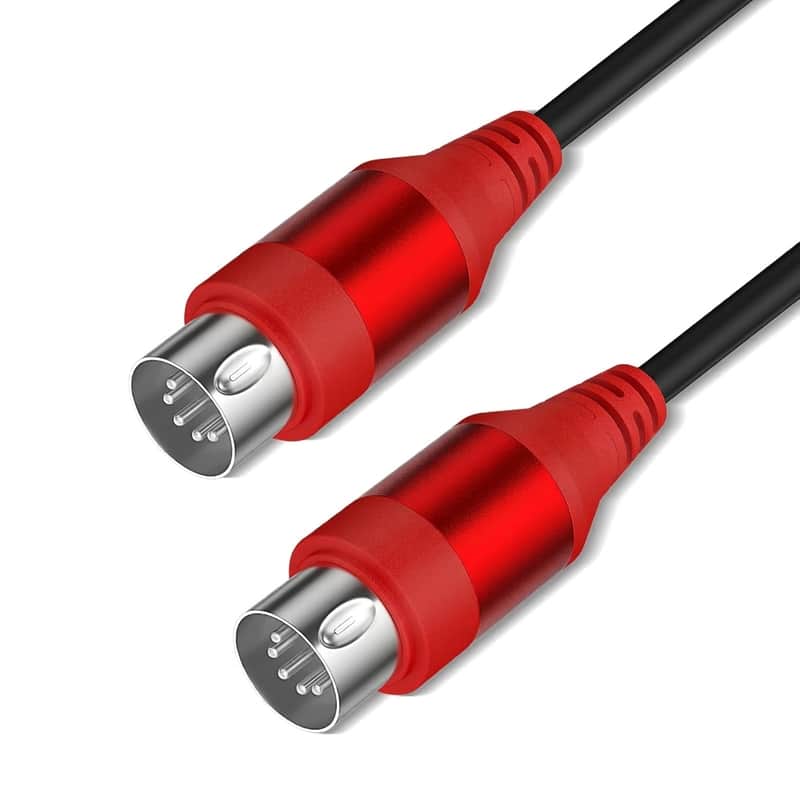 5-Pin DIN MIDI Cable, Male to Male Cables Compatible with Keyboard, Synthesizer, Guitar Multi Effects, Audio Interface/Mixer/Amplifier, External Sound Card (Red, 6 Feet) image 1