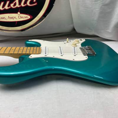 Fender PARTS Stratocaster - 1999 American Deluxe neck on 1983 Dan Smith-era Standard Strat body with Case - Transparent Teal image 11