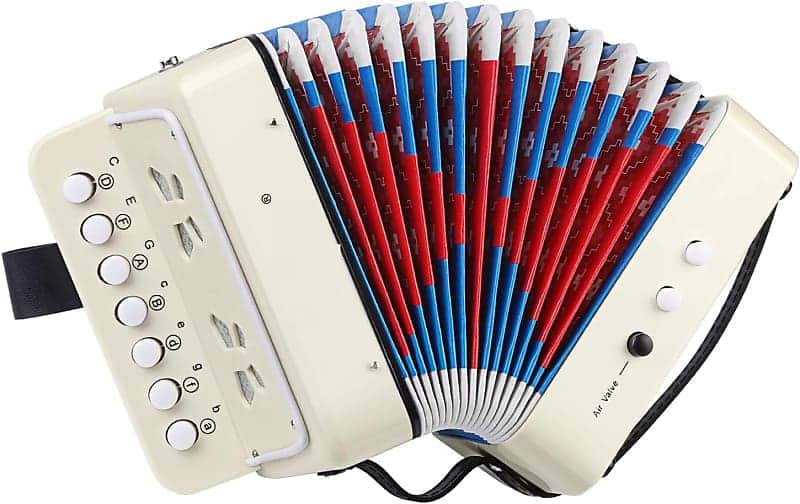 Kids Accordion Toy Accordian Mini Musical Instruments 10 Keys Button for Child Children Kids Toddlers Beginners (White) image 1