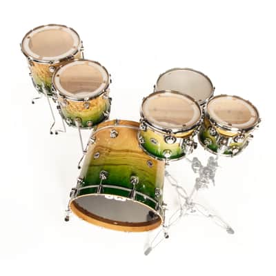 DW Collectors Maple SSC Shell Set Emerald to Natural Fade over Olive Ash Burl - Drum Shell Set image 4