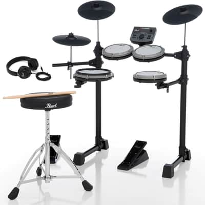 Pearl ERS1000 eRoadshow Electronic Drum Set, Complete Kit with Four Quiet Mesh Pads, Two Pedal Controllers, Cymbal Pads, Throne, Drum Rack, Headphones, and Sticks image 1