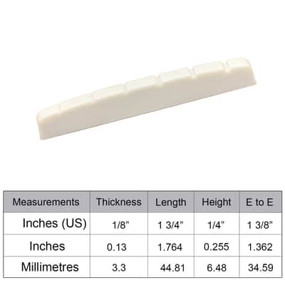 Graph Tech PQL-5010-00 TUSQ XL 1-3/8" E-to-E Flat-Bottom Fender-Style Slotted Guitar Nut