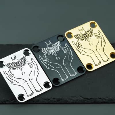 Guitar Neck Plate, 4-Holes Stainless Steel Electric Guitar Bass Neck Joint Plate NeckPlate Replacement Part (GN004, Chrome) image 5