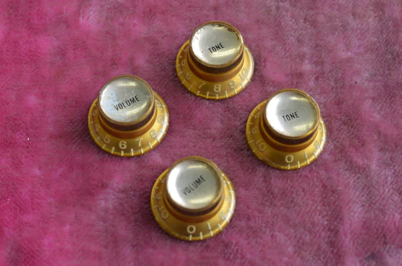 Vintage 1960s Gibson Gold Reflector Knob Set ES-335 SG Standard Custom Les Paul image 1