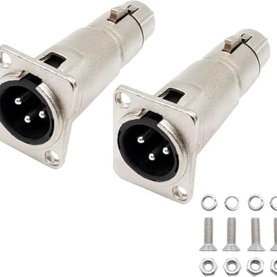 3PIN D Patch Panel Mount XLR Male to XLR Female Feed/Pass Thru Adapter Connector 2pcs image 1