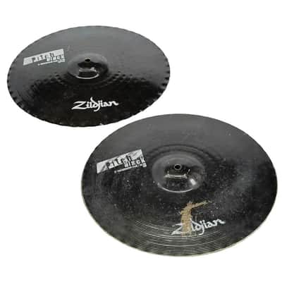Used Zildjian Pitch Black Hi Hat Cymbals 15" - Good image 1
