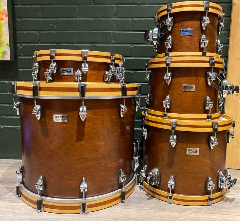 90s Ayotte Wood Hoop Drum Set 20 14 12 10 14x5 Snare African | Reverb