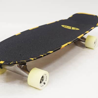 EVH Black With Yellow Stripes Skateboard Made in the USA by Aluminati Boards image 3