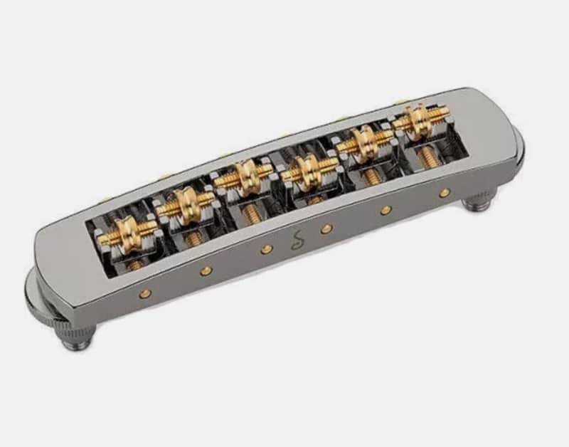 Schaller Germany STM Roller Bridge for Les Paul, RUTHENIUM w/ Brass Saddles image 1