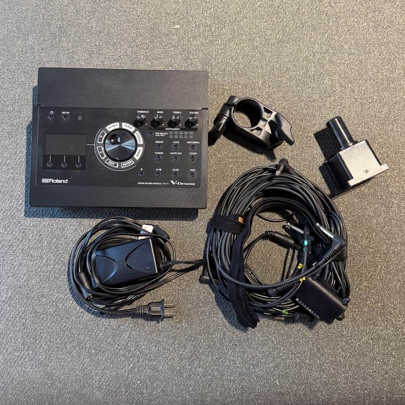 Roland TD17 Electronic Drum Module w Cables Power Supply Rack Bracket Vdrums set kit edrum image 1