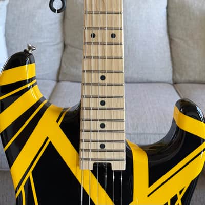 EVH Striped Series Electric Guitar 2021 Black with Yellow Stripes image 3