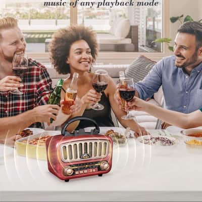 Vintage Retro AM FM SW Radio Bluetooth 5.0 Speaker USB TF AUX w/ Phone Stand image 4
