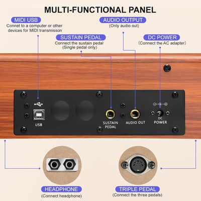 88 Key Weighted Piano Keyboard - Wood Piano Desk to Vanity, Hammer Action Electric Piano with MIDI, Ideal Home Digital Pianos & Keyboard Piano for Beginners (Brown) image 2