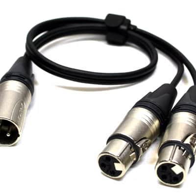 LASE  LASE 1.5ft Y Cable w/ NEUTRIK One NC3MXX 3-Pin XLR Male to Two NC3FXXX Female image 2