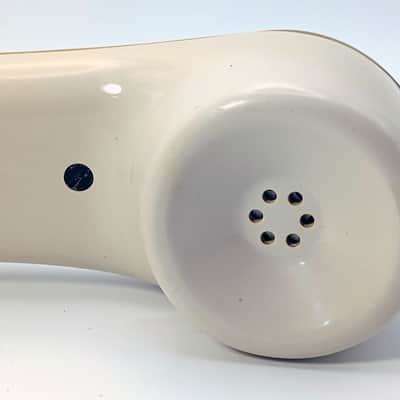 Custom Lo-Fi Telephone Microphone - NT Dawn ‘Pancake’ ‘Donut’ 1970’s Phone Mic - Beige/Blue w/ Base image 4