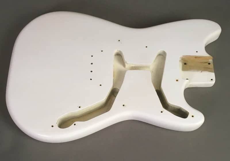 1963 Vintage Fender Musicmaster Duo Sonic Short Scale Guitar Body Olympic White image 1